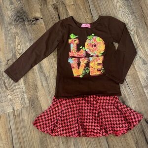 Haven Girl Brown Long Sleeve Top with Pink Skirt with Sequins